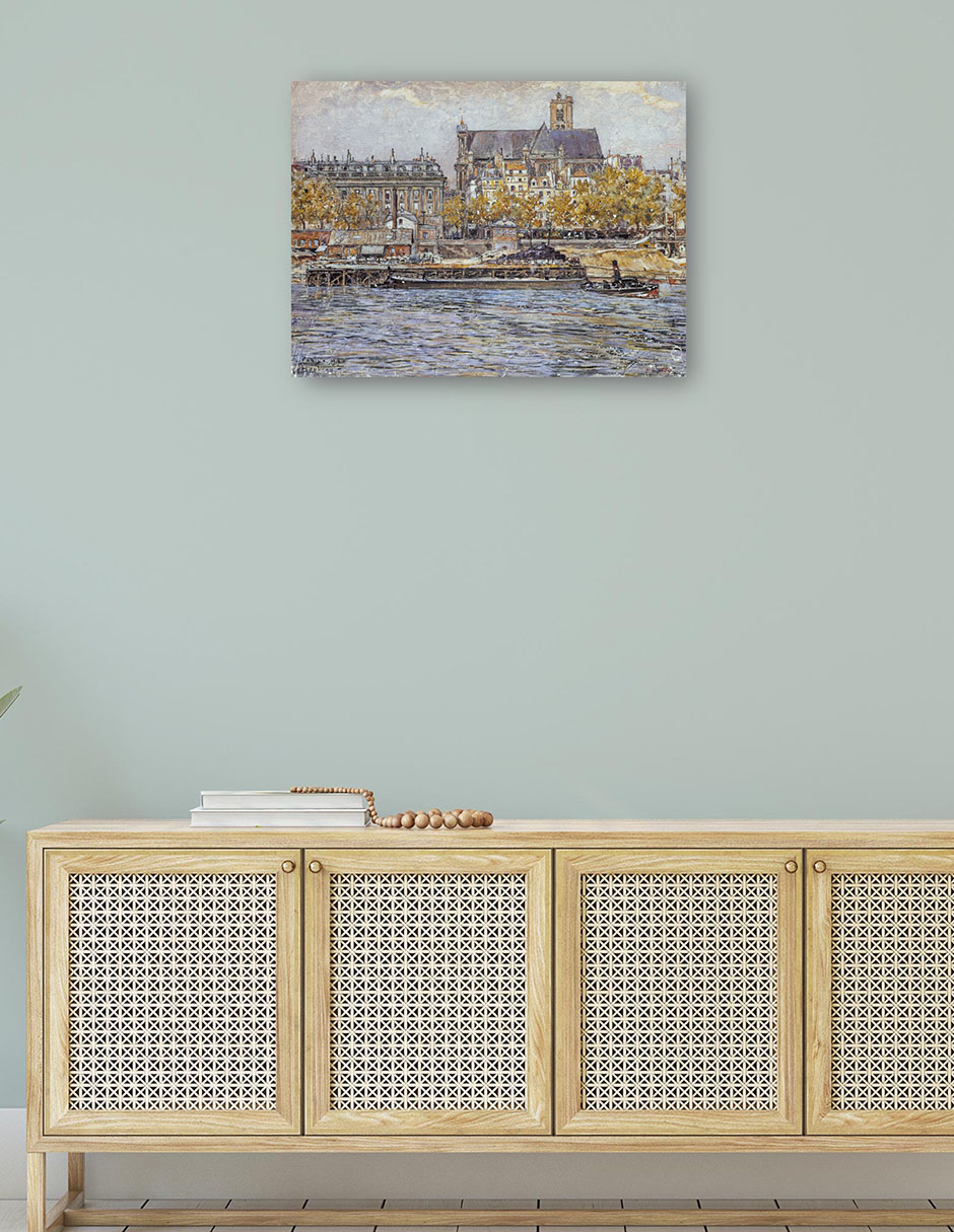 Foto 5 pulgar | Cuadro Decorativo - El Muelle Del Hôtel-de-ville Y La Iglesia - Frédéric Houbron - 69x92 - Impresión En Lienzo - Fatj