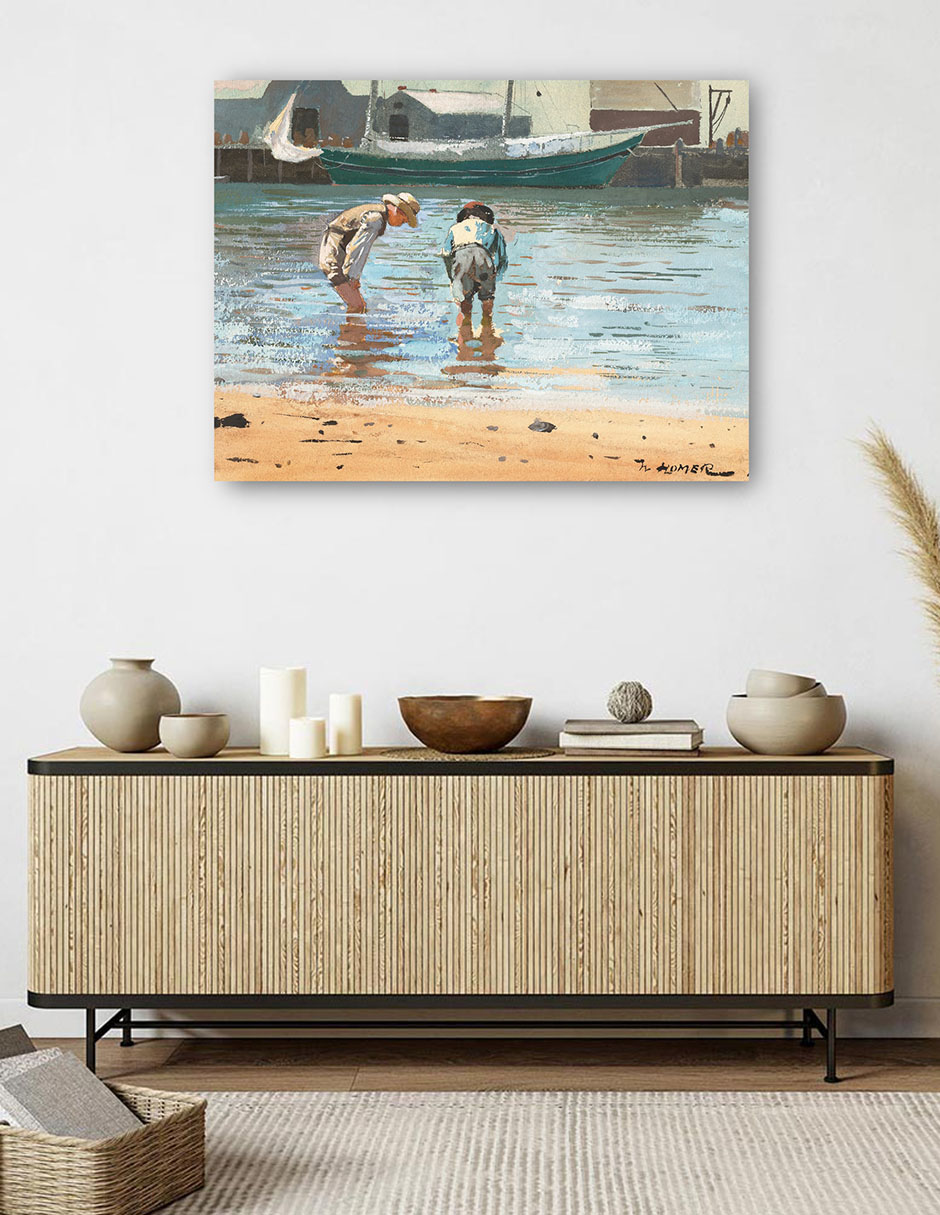 Foto 6 pulgar | Cuadro Decorativo - Niños Vadeando (1873)- Winslow Homer - Fotografía - 46x61 - Impresión En Lienzo - Fine Art Tj