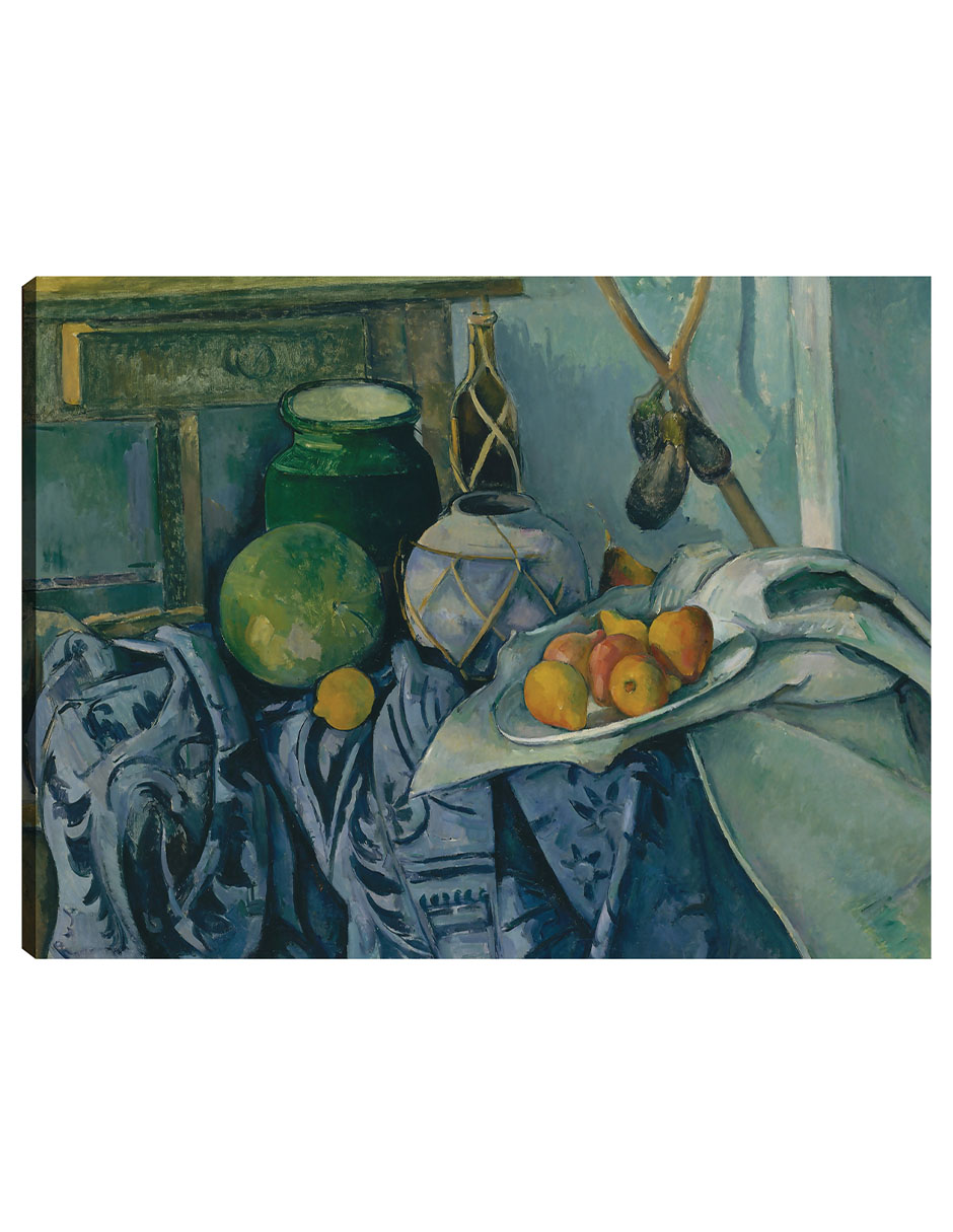 Foto 1 | Cuadro Decorativo - Naturaleza Muerta Con Tarro De Jengibre Y Berenjenas - Paul Cézanne - 77x102 - Impresión En L