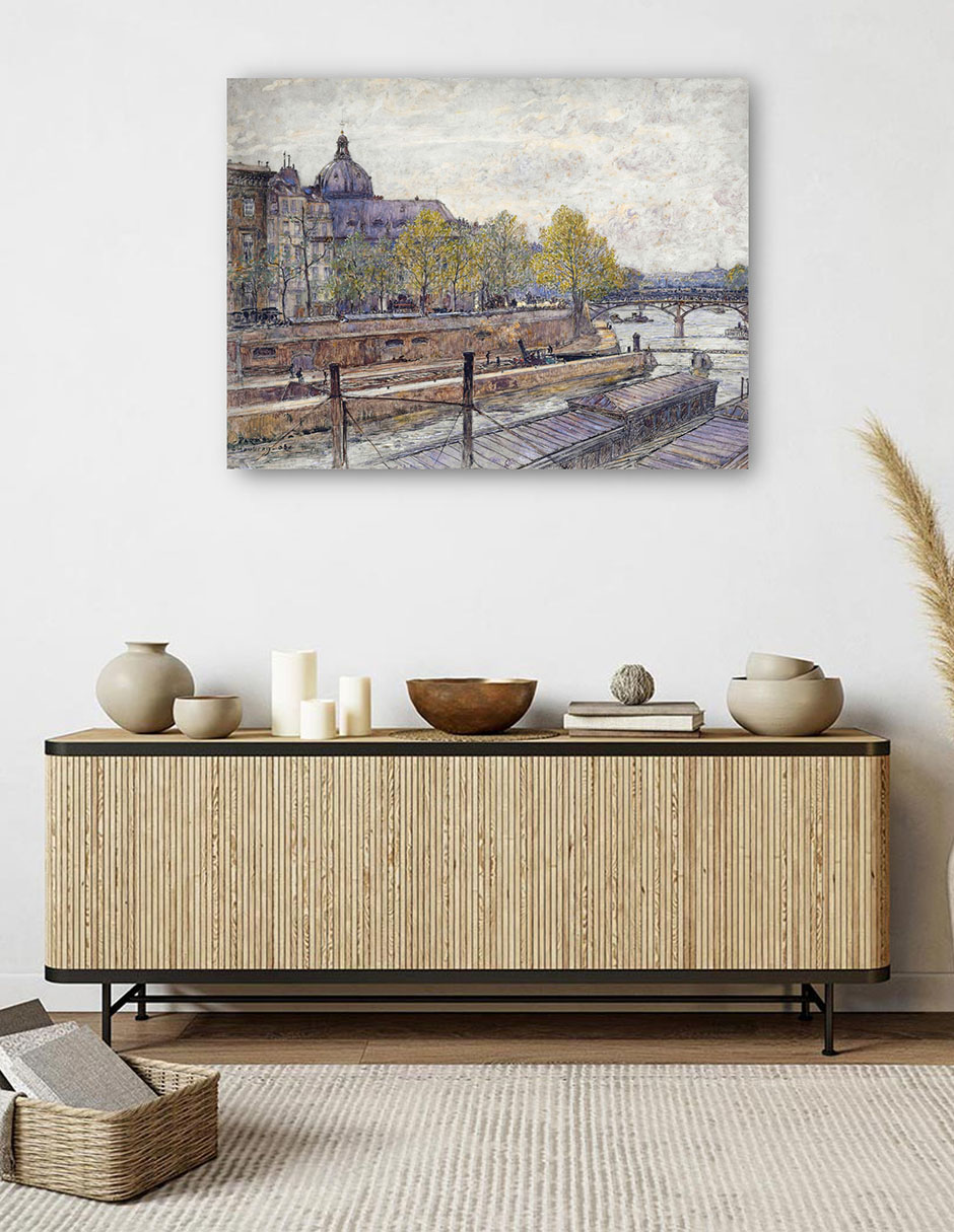 Foto 6 pulgar | Cuadro Decorativo - Muelle Conti Y El Puente De Las Artes (1905)- Frédéric Houbron - 46x61 - Impresión En Lienzo - Fat