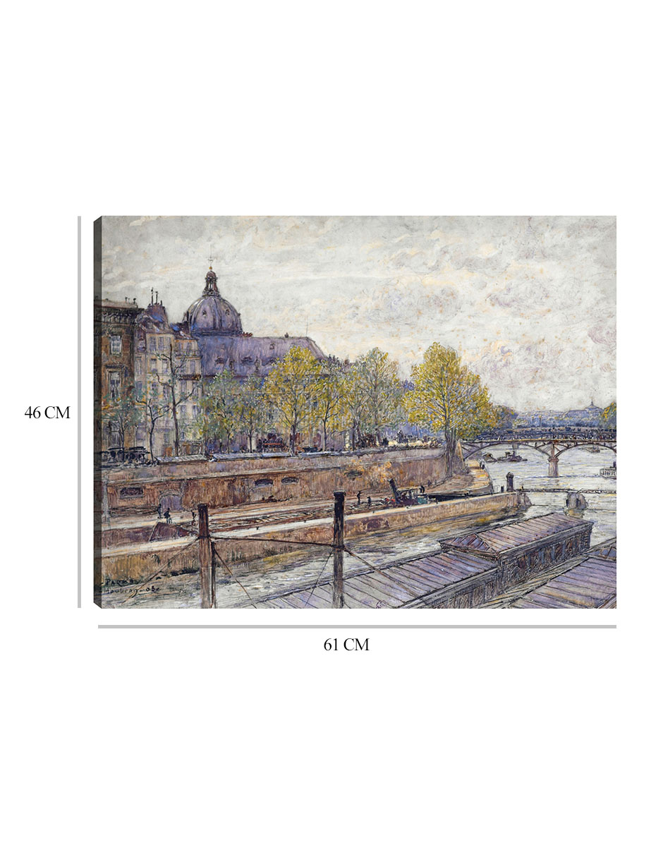 Foto 7 pulgar | Cuadro Decorativo - Muelle Conti Y El Puente De Las Artes (1905)- Frédéric Houbron - 46x61 - Impresión En Lienzo - Fat