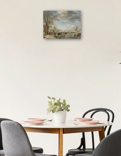 Foto 2 | Cuadro Decorativo - Invierno En Holanda: Escena De Patinaje- Aert Van Der Neer - 46x61 - Impresión En Lienzo - Fine A