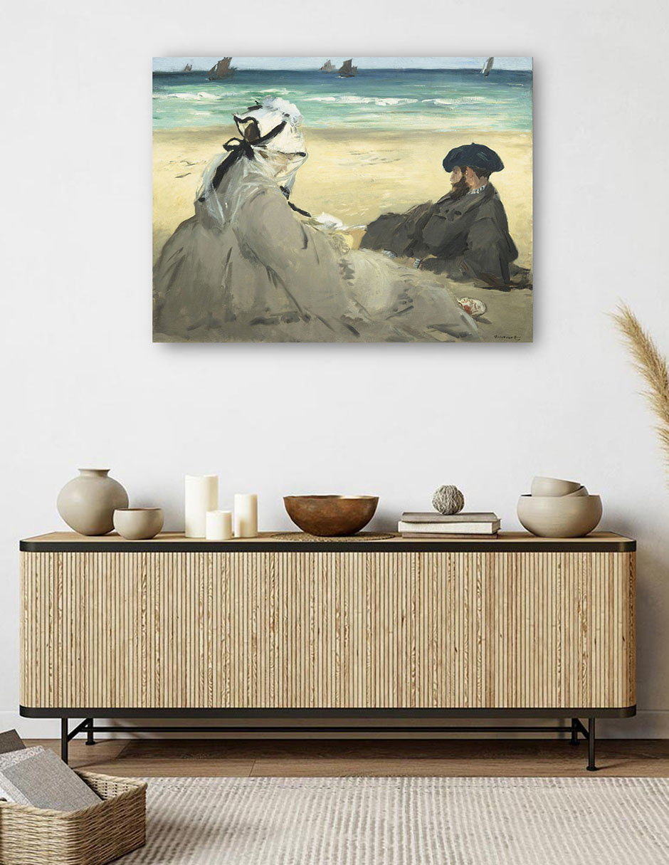 Foto 6 pulgar | Cuadro Decorativo - En La Playa (1873)- Edouard Manet - 46x61 - Impresión En Lienzo - Fine Art Tj