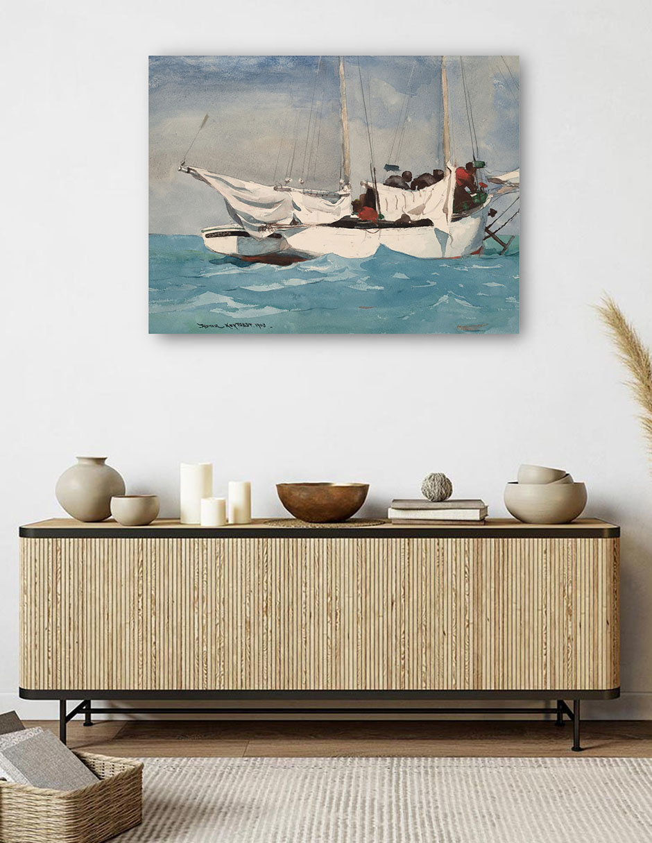 Foto 5 | Cuadro Decorativo - Key West, Acarreando Anclas (1903)- Winslow Homer - Fotografía - 46x61 - Impresión En Lienzo