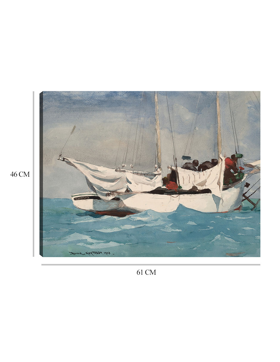 Foto 6 | Cuadro Decorativo - Key West, Acarreando Anclas (1903)- Winslow Homer - Fotografía - 46x61 - Impresión En Lienzo