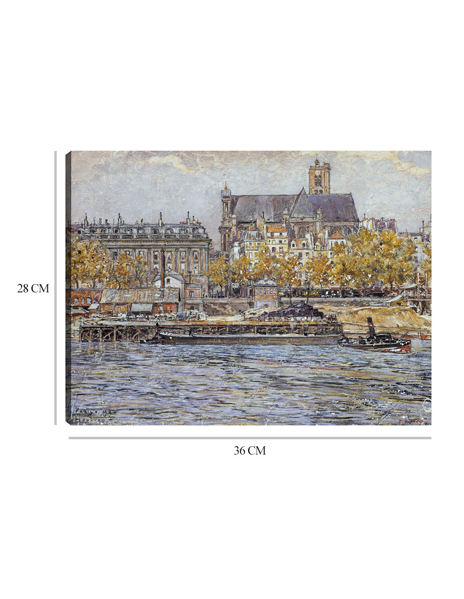 Foto 7 pulgar | Cuadro Decorativo - El Muelle Del Hôtel-de-ville Y La Iglesia - Frédéric Houbron - 28x36 - Impresión En Lienzo - Fatj