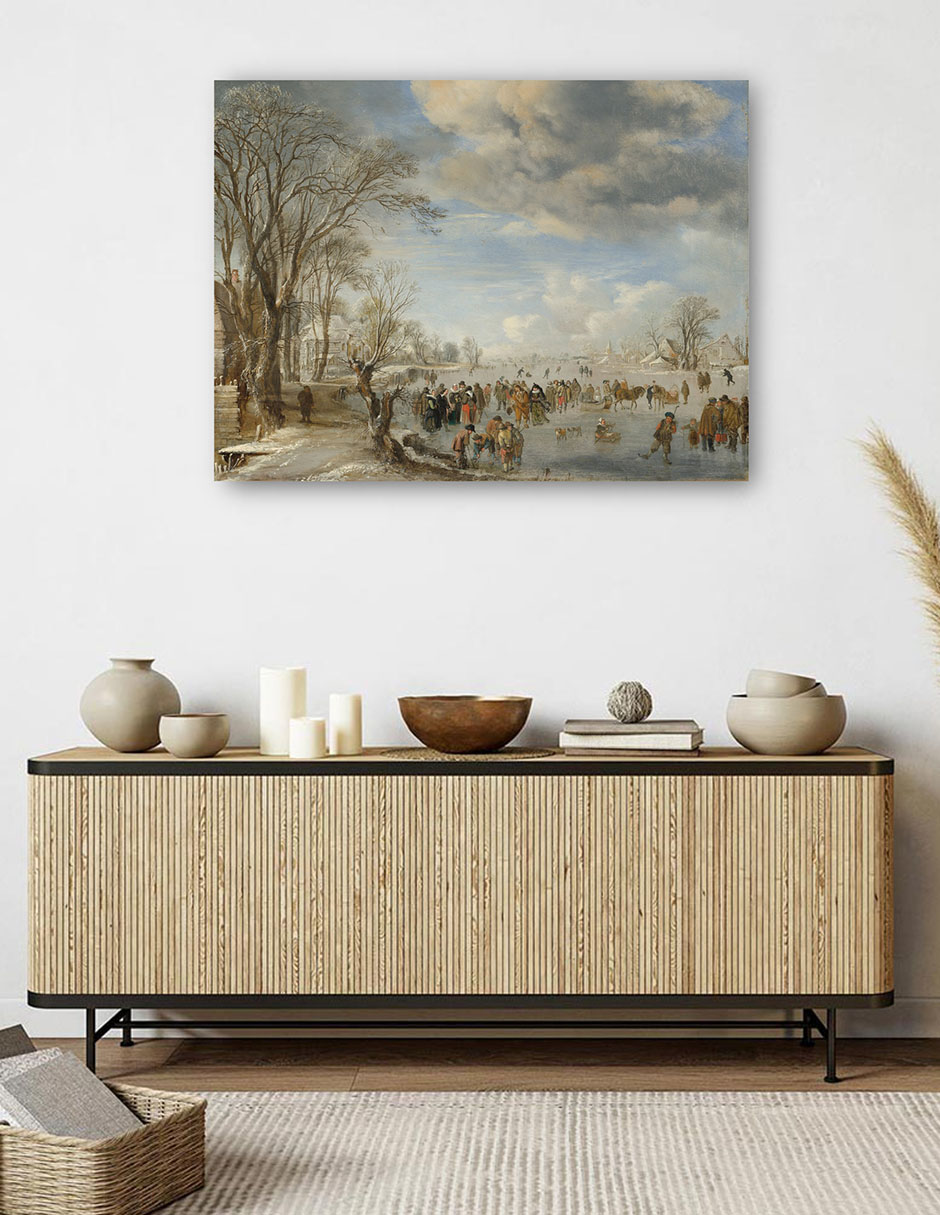 Foto 6 pulgar | Cuadro Decorativo - Invierno En Holanda: Escena De Patinaje- Aert Van Der Neer - 69x92 - Impresión En Lienzo - Fine A