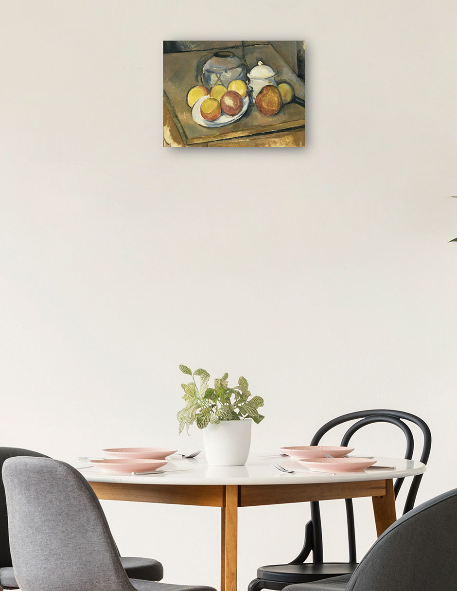 Foto 2 | Cuadro Decorativo - Jarrón Con Adornos De Paja, Azucarero Y Manzanas - Paul Cézanne - 69x92 - Impresión En Lienzo - F
