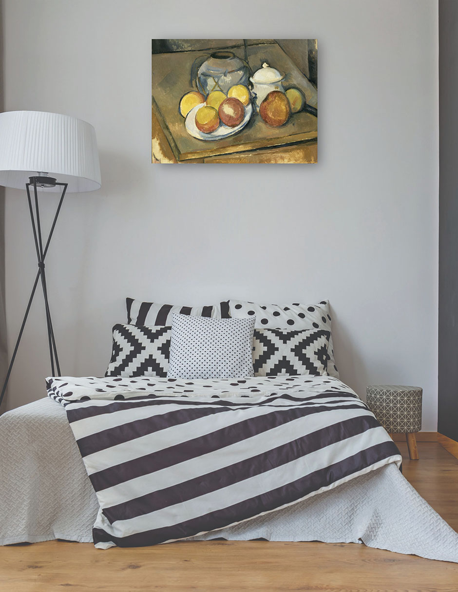 Foto 3 | Cuadro Decorativo - Jarrón Con Adornos De Paja, Azucarero Y Manzanas - Paul Cézanne - 69x92 - Impresión En Lienzo - F