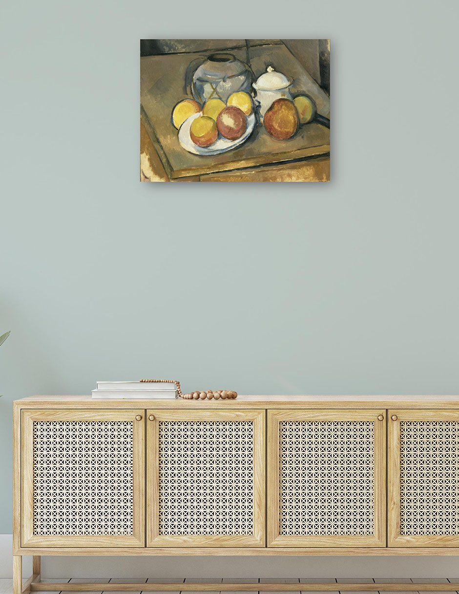 Foto 4 | Cuadro Decorativo - Jarrón Con Adornos De Paja, Azucarero Y Manzanas - Paul Cézanne - 69x92 - Impresión En Lienzo - F