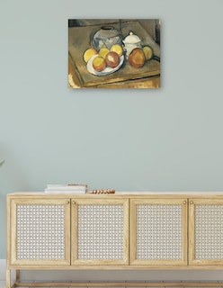 Foto 4 | Cuadro Decorativo - Jarrón Con Adornos De Paja, Azucarero Y Manzanas - Paul Cézanne - 69x92 - Impresión En Lienzo - F