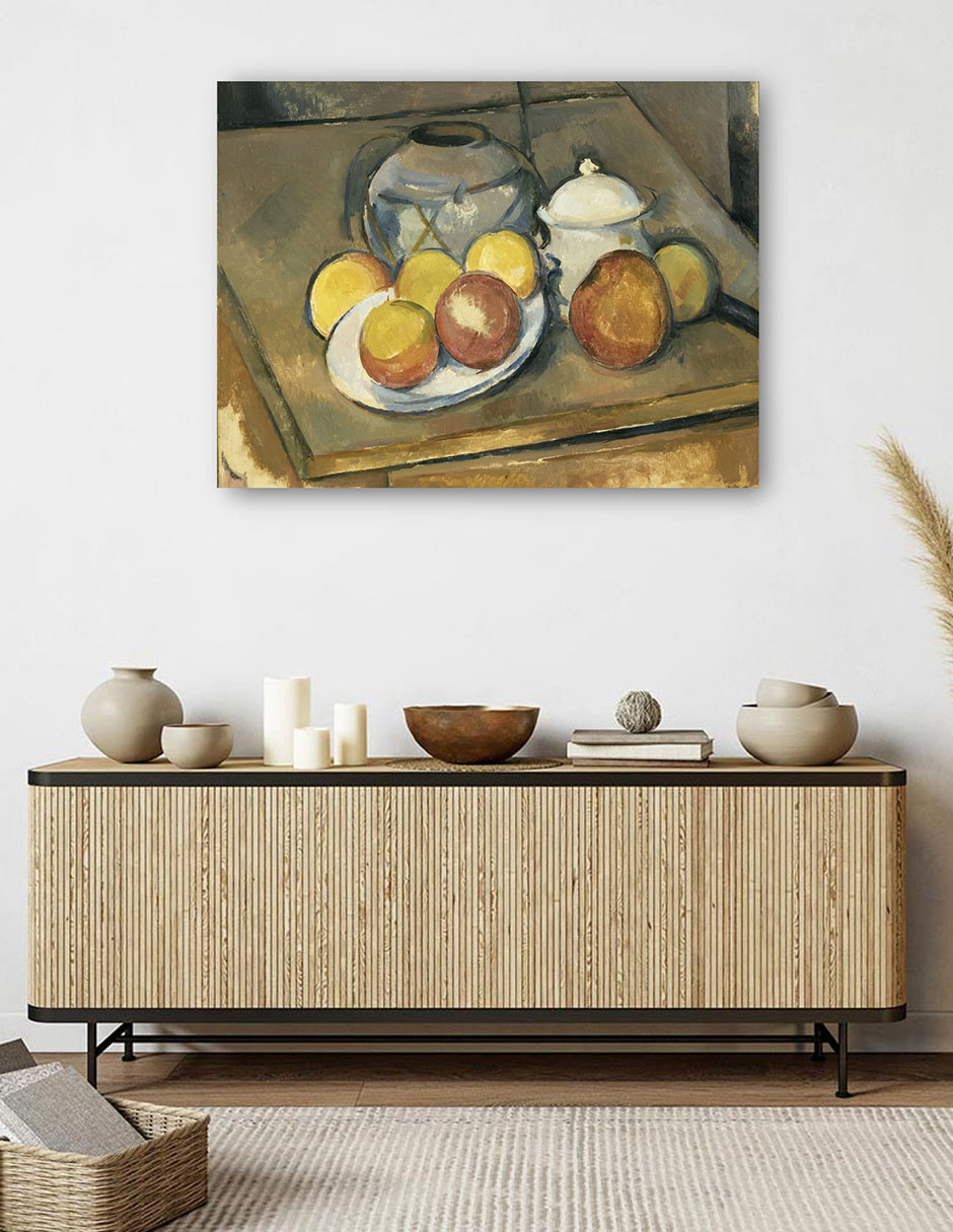 Foto 6 pulgar | Cuadro Decorativo - Jarrón Con Adornos De Paja, Azucarero Y Manzanas - Paul Cézanne - 69x92 - Impresión En Lienzo - F