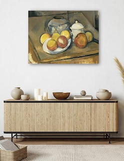 Foto 5 | Cuadro Decorativo - Jarrón Con Adornos De Paja, Azucarero Y Manzanas - Paul Cézanne - 69x92 - Impresión En Lienzo - F