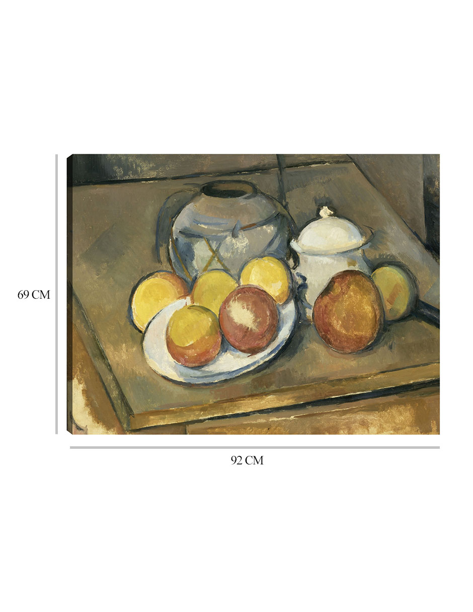Foto 7 pulgar | Cuadro Decorativo - Jarrón Con Adornos De Paja, Azucarero Y Manzanas - Paul Cézanne - 69x92 - Impresión En Lienzo - F