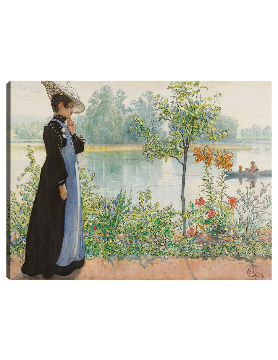 Cuadro Decorativo - Karin Por La Orilla- Carl Larsson - Fotografía - 28x36 - Impresión En Lienzo - Fine Art Tj
