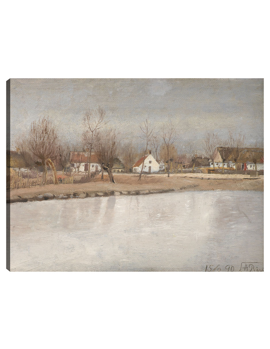 Cuadro Decorativo - El Estanque Del Pueblo En Ring, Zelanda (1890)- Laurits Andersen Ring - 107x143 - Impresión
