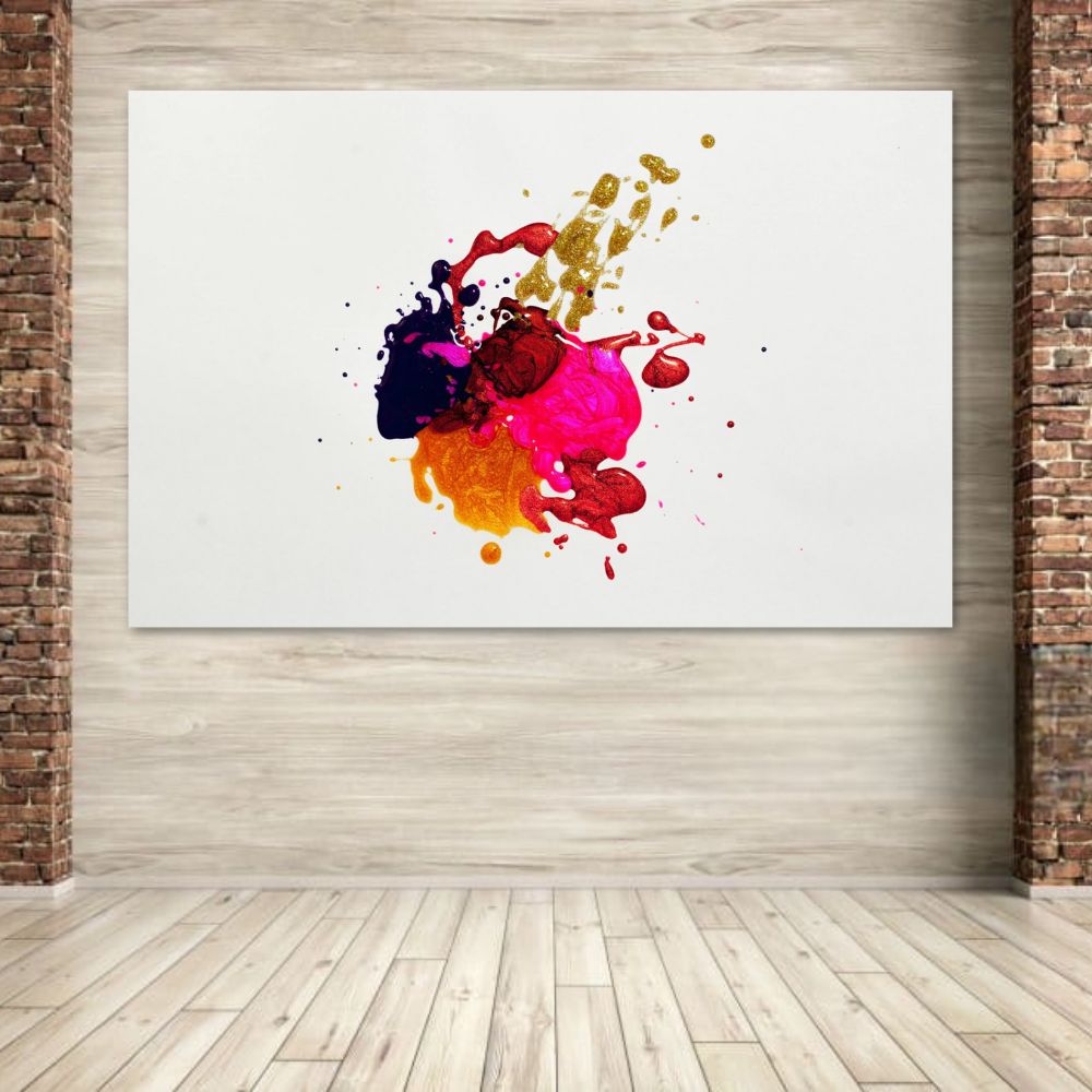Foto 1 | Cuadro Decorativo Abstracto Blanco/multicolor 143cm X 89cm Tela Brillante Marco Madera