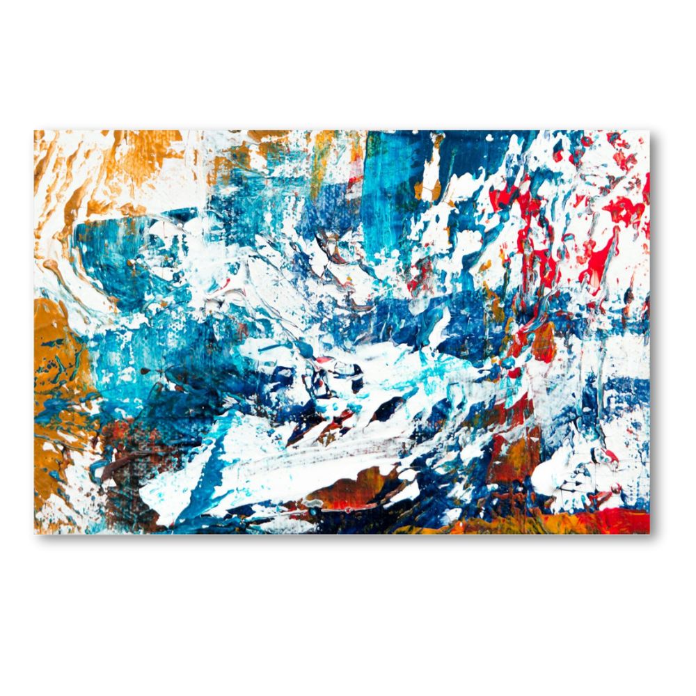 Foto 3 pulgar | Cuadro Decorativo Abstracto Azul/amarillo/rojo 143cm X 89cm Tela Brillante Marco Madera