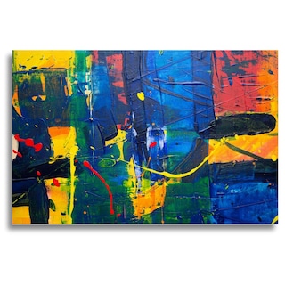 Foto 2 | Cuadro Decorativo Abstracto Azul/amarillo/verde/naranja 143cm X 89cm Tela Brillante Marco Madera