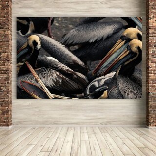 Foto 1 | Cuadro Decorativo Animales Pelicanos 143cm X 89cm Tela Brillante Marco Madera