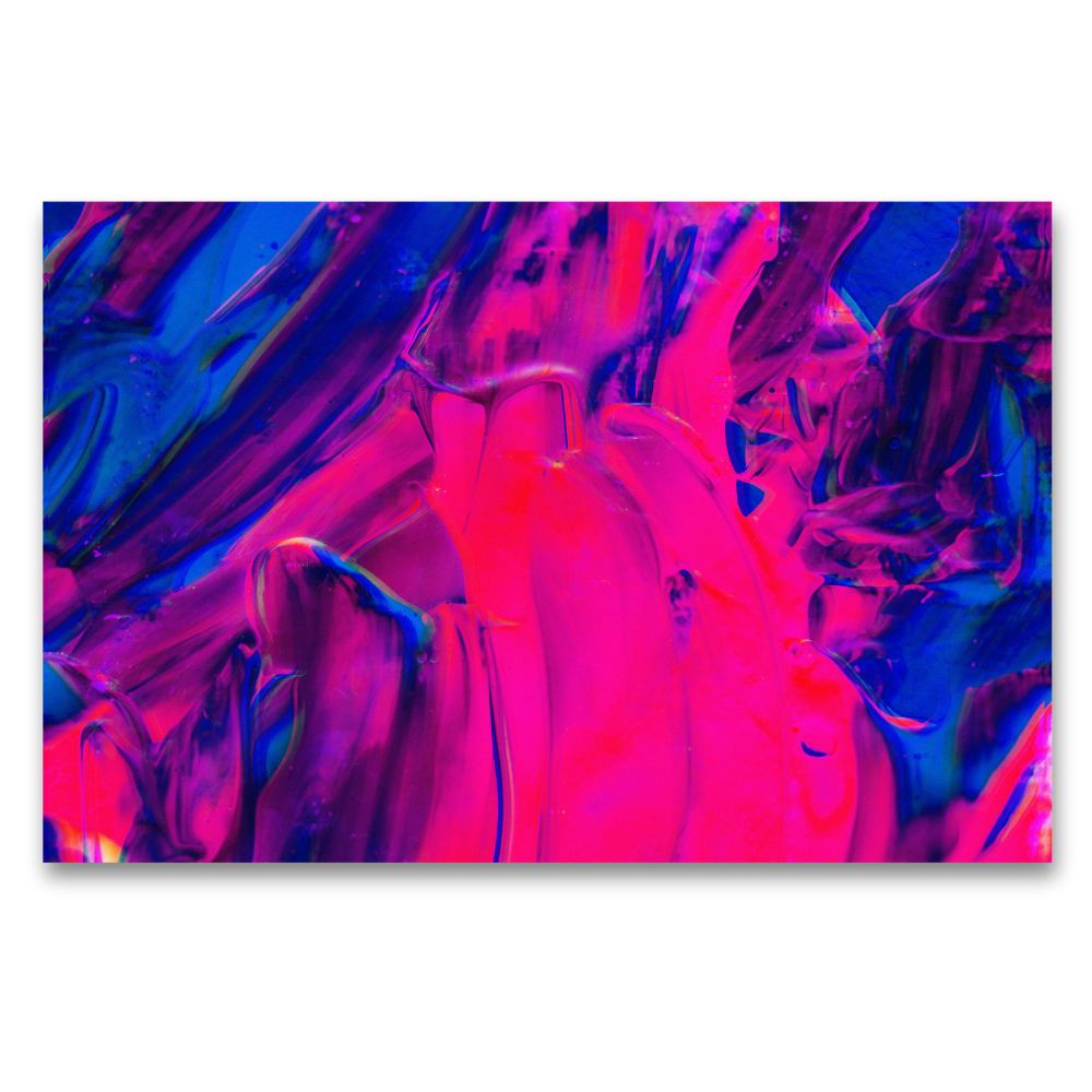 Foto 3 pulgar | Cuadro Decorativo Abstracto Rosa/púrpura 143cm X 89cm Tela Brillante Marco Madera