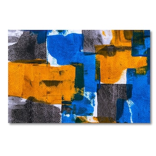 Foto 2 | Cuadro Decorativo Abstracto Azul/amarillo 143cm X 89cm Tela Brillante Marco Madera