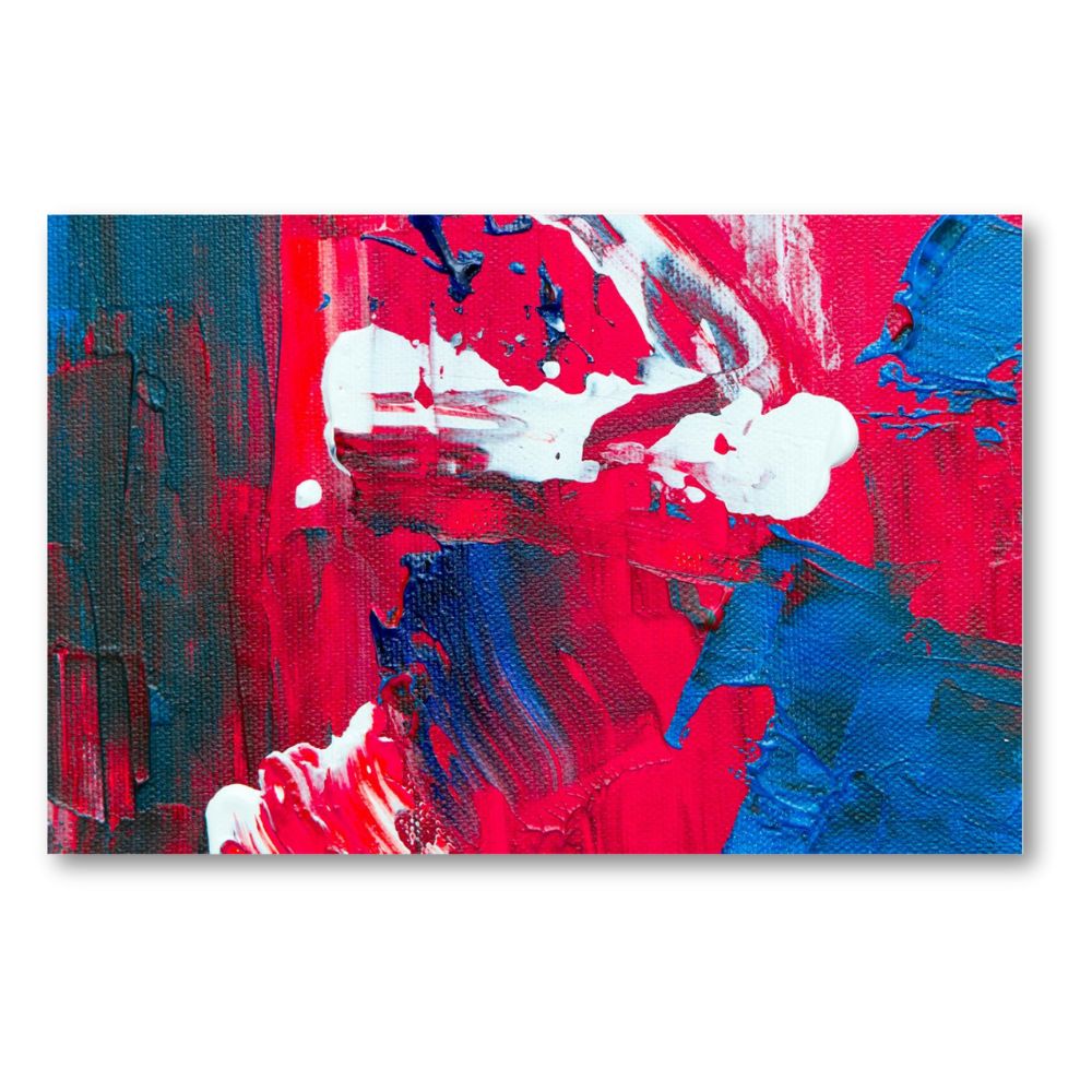 Foto 3 pulgar | Cuadro Decorativo Abstracto Rojo/azul 143cm X 89cm Tela Brillante Marco Madera
