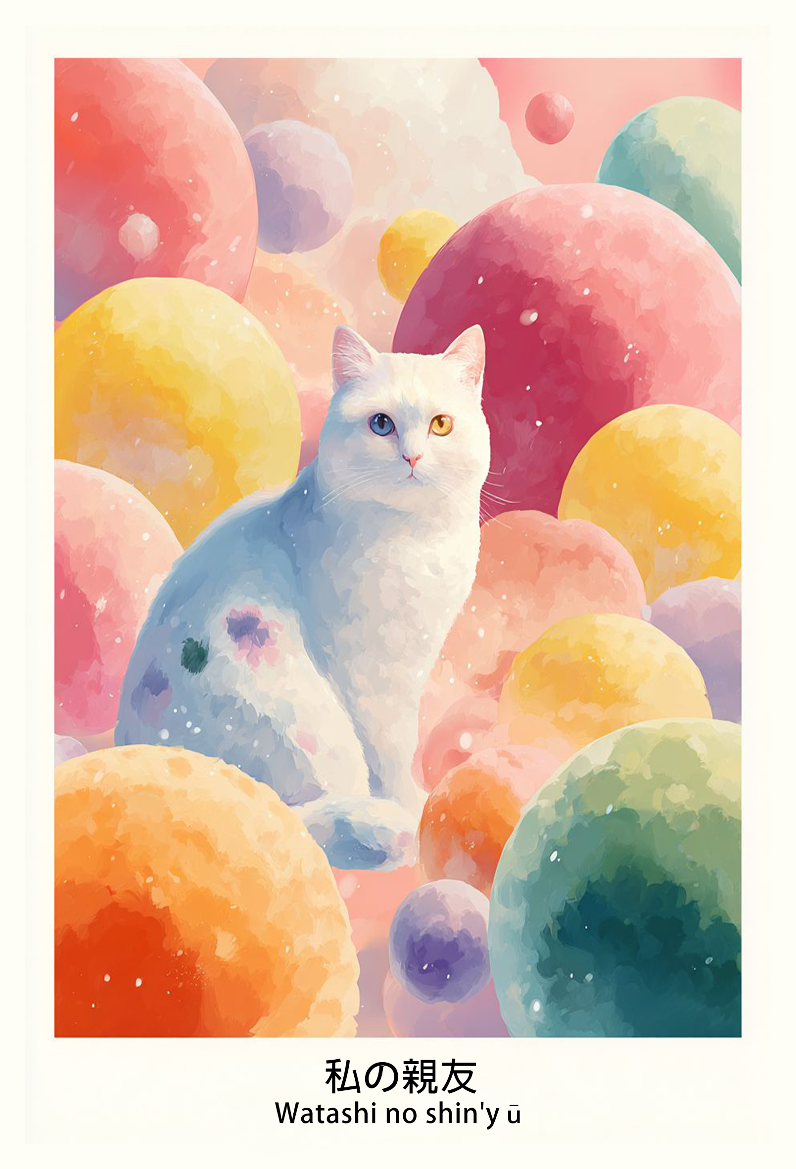 Foto 4 pulgar | Cuadro Decorativo Canvas Tríptico Universo De Gatos 40x60 Cm