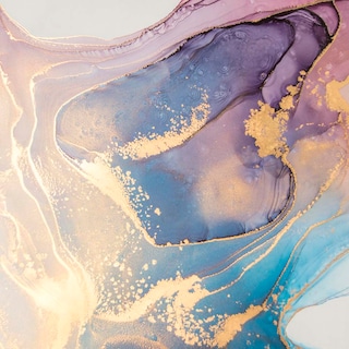 Foto 3 | Cuadro Decorativo Entelado 70x120 cm Arte Abstracto en Técnica de Alcohol Ink, Azul, Morado y Oro