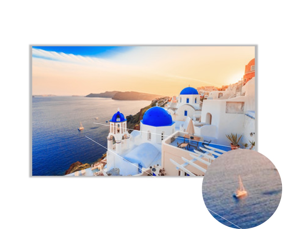 Foto 4 pulgar | Cuadro Decorativo Entelado 70x120cm Atardecer en Santorini, Arquitectura Blanca y Mar Azul en Grecia
