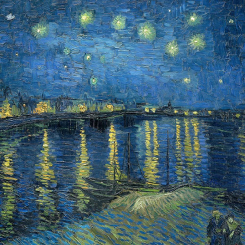 Foto 4 pulgar | Cuadro Entelado Noche Estrellada Sobre El Ródano 70x120 Cm  Cuadros Cuadros