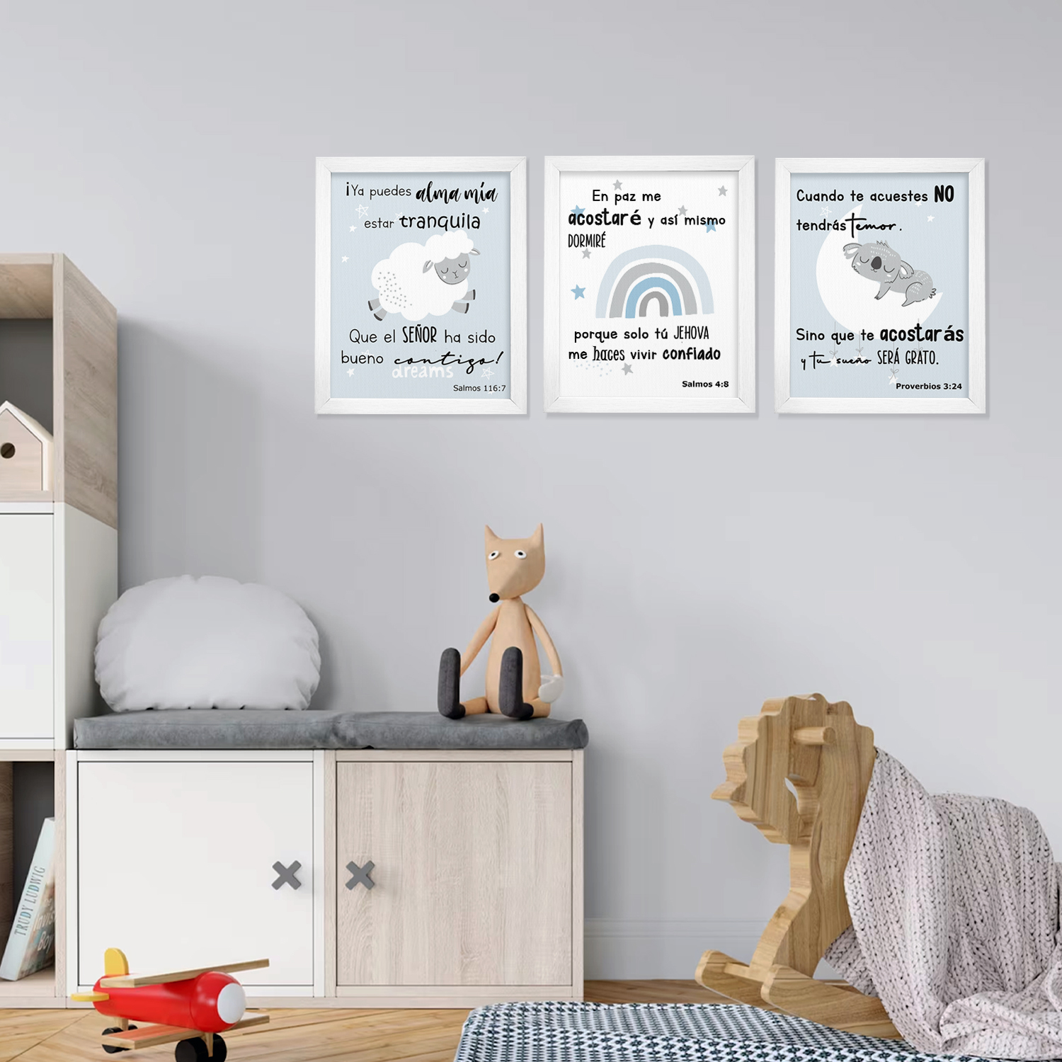 Foto 2 | Set de 3 Cuadros Decorativos Paspartu Frames Versículos color Blanco para Niños