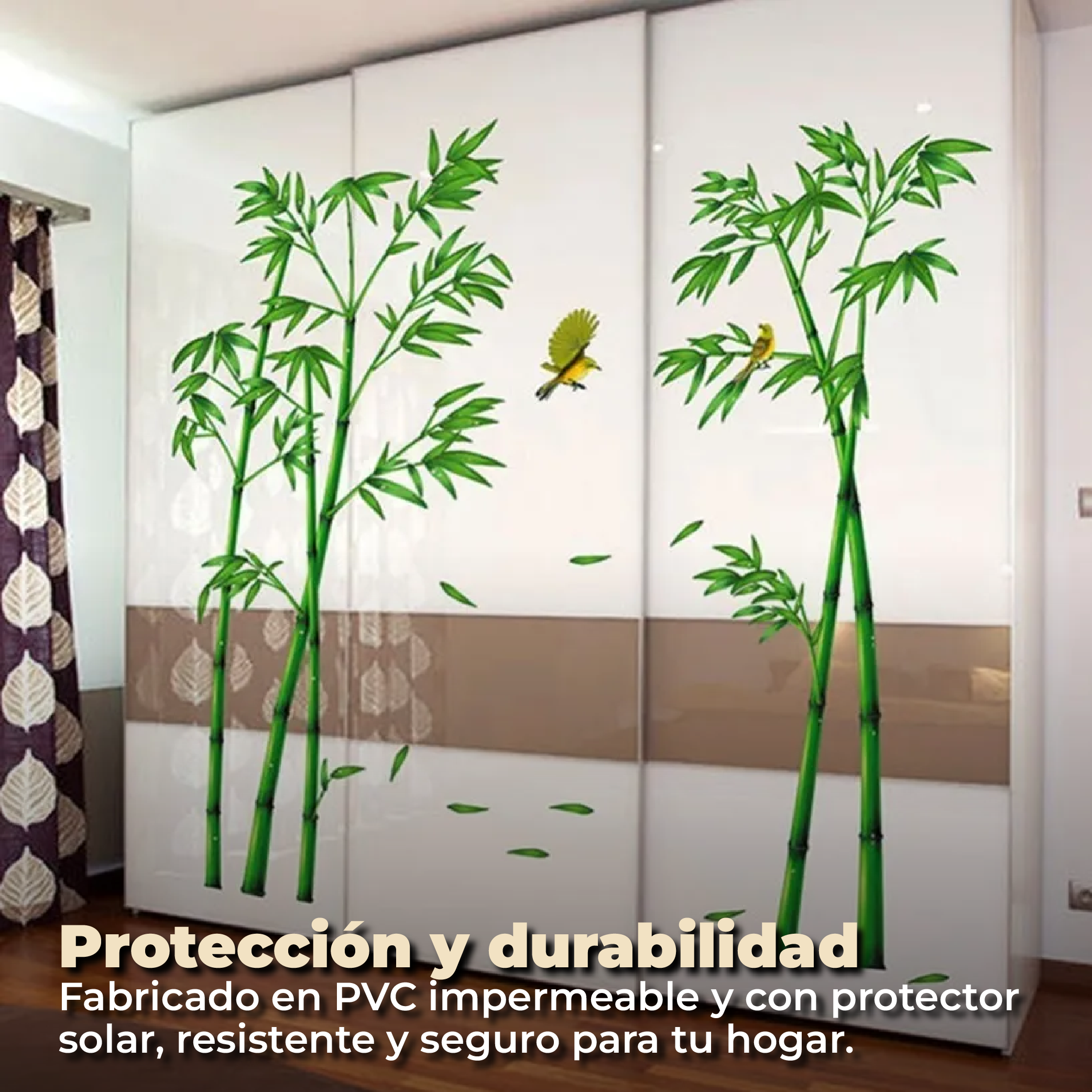 Foto 6 pulgar | Sticker Vinil Decorativo Con Diseño De Bambúes Para Pared