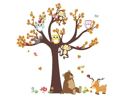 Foto 1 | Sticker Vinil Decorativo Para Pared Con Diseño Árbol y Animales