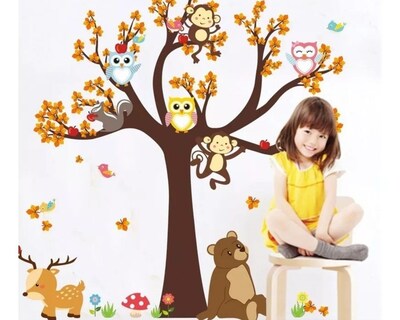 Foto 2 | Sticker Vinil Decorativo Para Pared Con Diseño Árbol y Animales