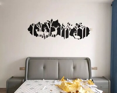 Foto 3 | Vinilo Decorativo Con Acabado De Espejo Con Diseño De Ciervos En Bosque