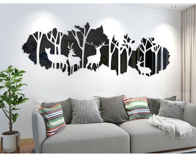 Foto 7 | Vinilo Decorativo Con Acabado De Espejo Con Diseño De Ciervos En Bosque