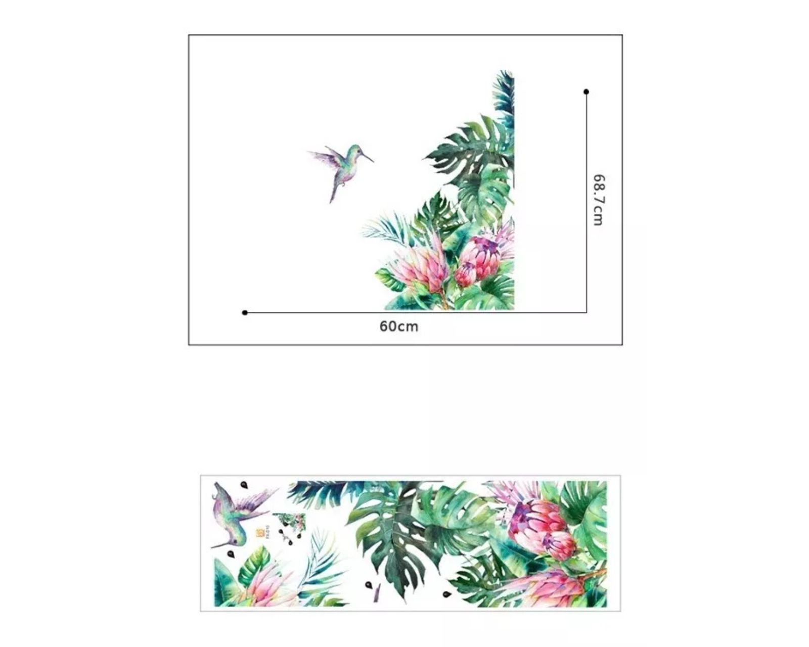 Foto 4 pulgar | Vinil Decorativo Genérico Hojas Tropicales Verdes con Colibrí