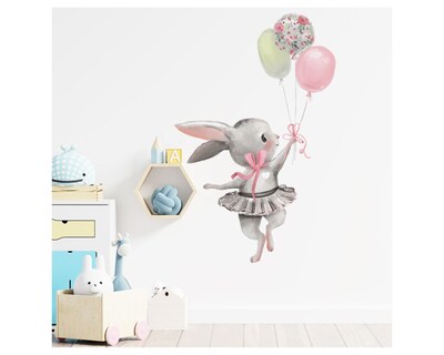 Foto 2 | Sticker Vinil Decorativo Para Pared Con Diseño Conejo Con Globo