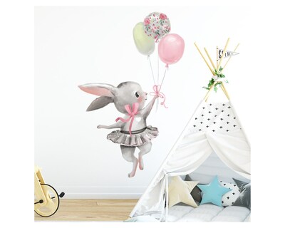 Foto 3 | Sticker Vinil Decorativo Para Pared Con Diseño Conejo Con Globo