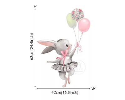 Foto 5 | Sticker Vinil Decorativo Para Pared Con Diseño Conejo Con Globo
