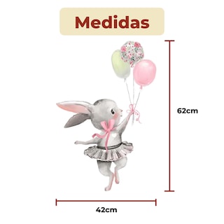 Foto 6 | Sticker Vinil Decorativo Para Pared Con Diseño Conejo Con Globo