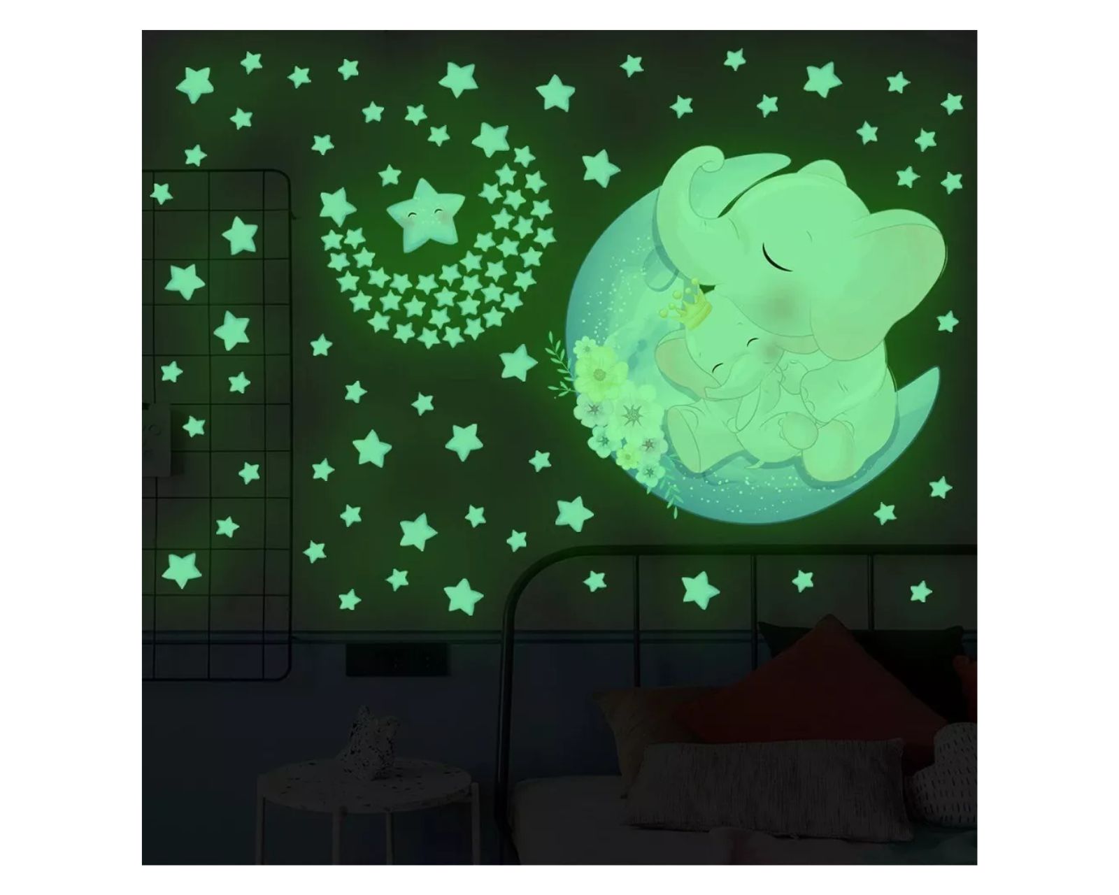 Foto 4 pulgar | Pegatina Para Pared Luminosa Con Diseño De Estrellas Y Elefante