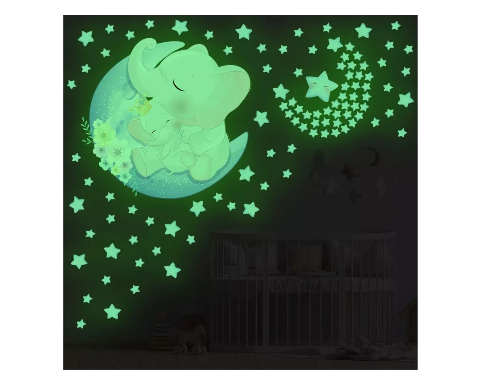 Foto 4 | Pegatina Para Pared Luminosa Con Diseño De Estrellas Y Elefante