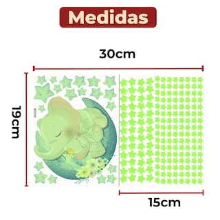 Foto 6 | Pegatina Luminosa Con Diseño De Elefante Y Estrellas Para Pared