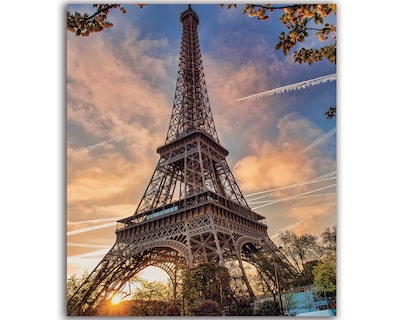 Foto 1 | Cuadro Decorativo Entelado 60x90cm Torre Eiffel al Amanecer en París, Francia