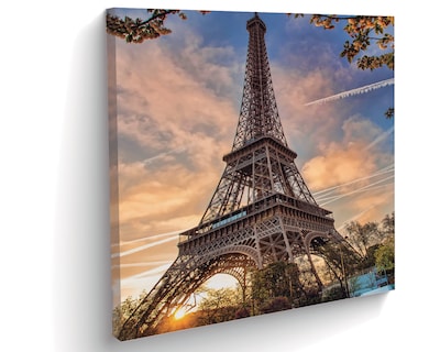 Foto 2 | Cuadro Decorativo Entelado 60x90cm Torre Eiffel al Amanecer en París, Francia