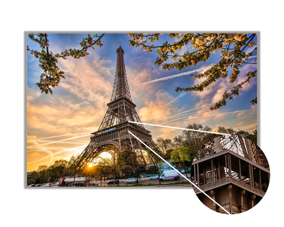 Foto 4 pulgar | Cuadro Decorativo Entelado 60x90cm Torre Eiffel al Amanecer en París, Francia