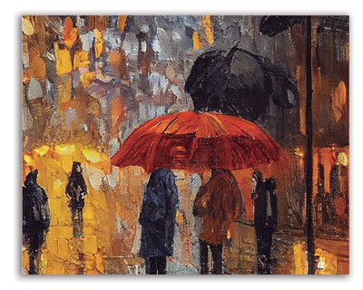 Foto 1 | Cuadro Decorativo Entelado Mujer Caminando en un Día Lluvioso 60X90cm