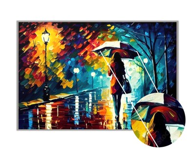 Foto 3 | Cuadro Decorativo Entelado Mujer Caminando en un Día Lluvioso 60X90cm